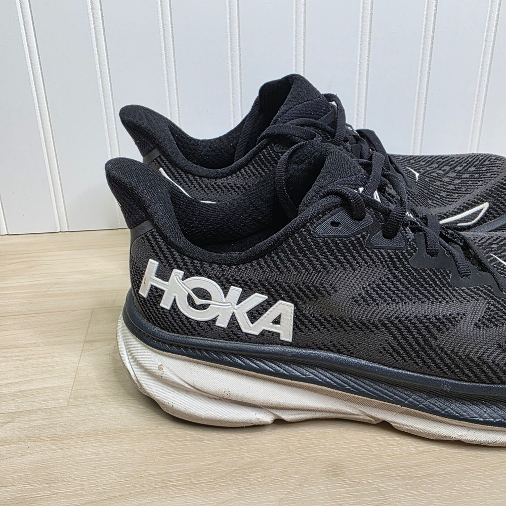 Hoka One One Clifton 9 Womens Running Shoes Black White 1127896-BWHT Size 9 B - Picture 5 of 10
